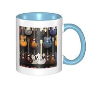 asbwuo Tazze in ceramica bicolore, 11 once, elegante tazza da caffè in ceramica con musica per chitarra in 3D e interno colorato, tazza da tè, tazze da caffè per casa, ufficio e cucina