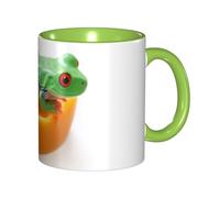 asbwuo Tazze in ceramica bicolore, 11 once, elegante tazza da caffè in ceramica con rana 3D e interno colorato, tazza da tè, tazze da caffè per casa, ufficio e cucina