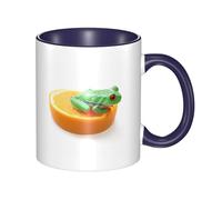 asbwuo Tazze in ceramica bicolore, 11 once, elegante tazza da caffè in ceramica con rana 3D e interno colorato, tazza da tè, tazze da caffè per casa, ufficio e cucina