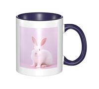 asbwuo Tazze in ceramica bicolore, 11 once, elegante tazza da caffè in ceramica con simpatico coniglio bianco in 3D e interno colorato, tazza da tè, tazze da caffè per casa, ufficio e cucina