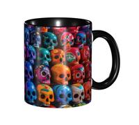 asbwuo Tazze in ceramica bicolore, 11 once, elegante tazza da caffè in ceramica con teschio 3D e interno colorato, tazza da tè, tazze da caffè per casa, ufficio e cucina