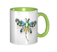 asbwuo Tazze in ceramica bicolore, 11 once, eleganti stampe 3D di libellule, interno colorato, tazza da caffè in ceramica, tazza da tè, tazze da caffè per casa, ufficio e cucina