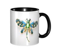 asbwuo Tazze in ceramica bicolore, 11 once, eleganti stampe 3D di libellule, interno colorato, tazza da caffè in ceramica, tazza da tè, tazze da caffè per casa, ufficio e cucina