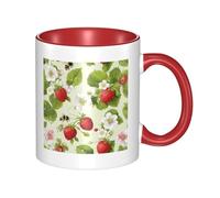 asbwuo Tazze in ceramica bicolore, 11 once, eleganti tazze da caffè in ceramica con deliziosa fragola colorata all'interno, tazze da tè per casa, ufficio e cucina.