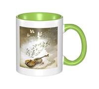asbwuo Tazze in ceramica bicolore, 11 once, eleganti tazze da caffè in ceramica con farfalla 3D e violoncello, tazze da tè, tazze da caffè per casa, ufficio e cucina