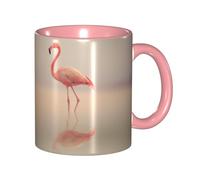 asbwuo Tazze in ceramica bicolore, 11 once, eleganti tazze da caffè in ceramica con fenicottero 3D e interno colorato, tazze da tè per casa, ufficio e cucina