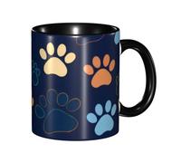 asbwuo Tazze in ceramica bicolore, 11 once, eleganti tazze da caffè in ceramica con impronte di cani carini in 3D e interno colorato, tazze da tè per casa, ufficio e cucina