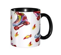 asbwuo Tazze in ceramica bicolore, 11 once, eleganti tazze da caffè in ceramica con stampa 3D di pattini a rotelle e interno colorato, tazze da tè, tazze da caffè per casa, ufficio e cucina