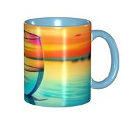 asbwuo Tazze in ceramica bicolore, 11 once, eleganti tazze da caffè in vetro colorato 3D con tramonto, tazza da tè in ceramica colorata all'interno, tazze da caffè per casa, ufficio e cucina