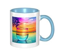 asbwuo Tazze in ceramica bicolore, 11 once, eleganti tazze da caffè in vetro colorato 3D con tramonto, tazza da tè in ceramica colorata all'interno, tazze da caffè per casa, ufficio e cucina
