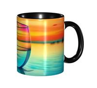 asbwuo Tazze in ceramica bicolore, 11 once, eleganti tazze da caffè in vetro colorato 3D con tramonto, tazza da tè in ceramica colorata all'interno, tazze da caffè per casa, ufficio e cucina