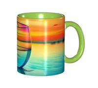 asbwuo Tazze in ceramica bicolore, 11 once, eleganti tazze da caffè in vetro colorato 3D con tramonto, tazza da tè in ceramica colorata all'interno, tazze da caffè per casa, ufficio e cucina