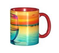asbwuo Tazze in ceramica bicolore, 11 once, eleganti tazze da caffè in vetro colorato 3D con tramonto, tazza da tè in ceramica colorata all'interno, tazze da caffè per casa, ufficio e cucina