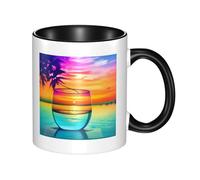 asbwuo Tazze in ceramica bicolore, 11 once, eleganti tazze da caffè in vetro colorato 3D con tramonto, tazza da tè in ceramica colorata all'interno, tazze da caffè per casa, ufficio e cucina