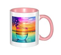 asbwuo Tazze in ceramica bicolore, 11 once, eleganti tazze da caffè in vetro colorato 3D con tramonto, tazza da tè in ceramica colorata all'interno, tazze da caffè per casa, ufficio e cucina