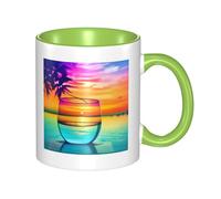 asbwuo Tazze in ceramica bicolore, 11 once, eleganti tazze da caffè in vetro colorato 3D con tramonto, tazza da tè in ceramica colorata all'interno, tazze da caffè per casa, ufficio e cucina