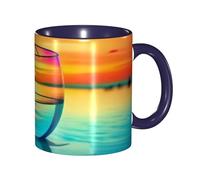 asbwuo Tazze in ceramica bicolore, 11 once, eleganti tazze da caffè in vetro colorato 3D con tramonto, tazza da tè in ceramica colorata all'interno, tazze da caffè per casa, ufficio e cucina