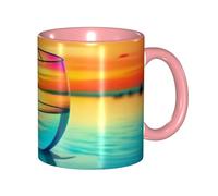 asbwuo Tazze in ceramica bicolore, 11 once, eleganti tazze da caffè in vetro colorato 3D con tramonto, tazza da tè in ceramica colorata all'interno, tazze da caffè per casa, ufficio e cucina