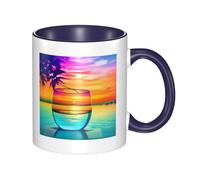 asbwuo Tazze in ceramica bicolore, 11 once, eleganti tazze da caffè in vetro colorato 3D con tramonto, tazza da tè in ceramica colorata all'interno, tazze da caffè per casa, ufficio e cucina