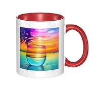 asbwuo Tazze in ceramica bicolore, 11 once, eleganti tazze da caffè in vetro colorato 3D con tramonto, tazza da tè in ceramica colorata all'interno, tazze da caffè per casa, ufficio e cucina