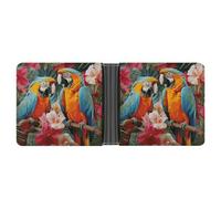 asbwuo Tropical Plants and Parrots Leather Bifold Wallet with 2 Hidden Pockets 6 Card Slots Slim Wallets for Cash, Cards, and ID
