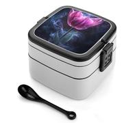 asbwuo Tulipes violettes éthérées avec boîte à bento empilable pour adultes, ensemble de boîtes à lunch à double couche avec cuillère et poignée invisible