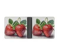 asbwuo Two Strawberries Leather Bifold Wallet with 2 Hidden Pockets 6 Card Slots Slim Wallets for Cash, Cards, and ID