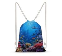 asbwuo Underwater World Drawstring Backpack Sport Gym Bags Yoga Shopping Travel Casual Daypacks for Women Men