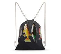 asbwuo Various Type of Fishing Baits Drawstring Backpack Sport Gym Bags Yoga Shopping Travel Casual Daypacks for Women Men