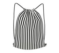 asbwuo Vertical Gold Black And White Art Deco Stripes Outdoor Leisure Drawstring Backpack, Lightweight Waterproof Sports Bag For Men & Women - Gym, Yoga, Travel
