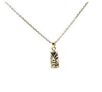 ASCALIDO AVEC COFFRET collier 50cm pendentif amulette petit TIKI porte bonheur de Tahiti et sa chaine homme en plaqué OR 750 neuf