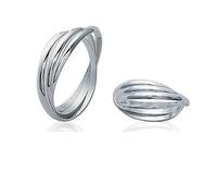 ASCALIDO Bague triple alliance 3 anneaux en argent 925 massif rhodié taille 50 54 56 58 (58)
