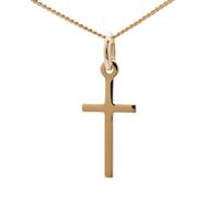 ASCALIDO Collier 45cm 50cm | croix chrétienne | en plaqué or véritable | pendentif avec chaine et boite | cadeau pour homme femme enfant | croix moderne fine et plate (50, Centimètres)