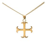 ASCALIDO Collier 45cm | croix templière en plaqué or véritable | ensemble pendentif templiers et chaine avec boite à offrir | cadeau pour femme ado