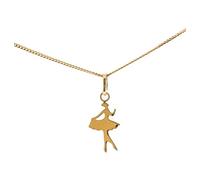 ASCALIDO Collier 45cm | danseuse en plaqué or véritable | ensemble pendentif et chaine avec boite à offrir | cadeau pour femme ado