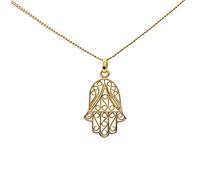 ASCALIDO Collier 45cm | main de Fatma | plaqué or véritable | ensemble pendentif Hamsa Fatima avec chaine 45cm et boite | cadeau femme