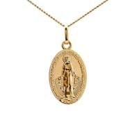 ASCALIDO Collier 45cm | médaille Marie Miraculeuse en plaqué or véritable | ensemble pendentif et chaine avec boite à offrir | cadeau pour femme