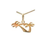ASCALIDO Collier 45cm | palmier en plaqué or véritable | ensemble pendentif des iles et chaine avec boite à offrir | cadeau pour femme