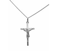 ASCALIDO Collier 50cm | croix avec Jesus Chirst | en argent massif 925 | pendentif avec chaine en boite | cadeau pour homme