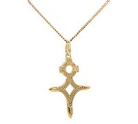 ASCALIDO collier 50cm | croix du sud croix d'agadez | en plaqué or véritable | pendentif et chaine avec boite | cadeau homme