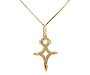 ASCALIDO collier 50cm | croix du sud croix d'agadez | en plaqué or véritable | pendentif et chaine avec boite | cadeau homme