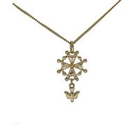 ASCALIDO Collier 50cm | croix huguenote | en plaqué or véritable | ensemble pendentif huguenot protestante et chaine avec boite pour offrir - Cadeau homme