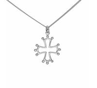 ASCALIDO Collier 50cm | Croix occitane | en argent 925 massif véritable | pendentif du Languedoc, Beziers, Toulouse, provence et chaine avec boite | cadeau homme