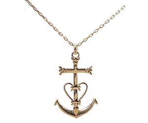 ASCALIDO Collier 50cm | grande croix de provence camargue | en plaqué or véritable | ensemble pendentif camarguaise et chaine avec boite | cadeau pour homme