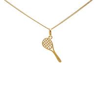 ASCALIDO collier 50cm | raquette de tennis | en plaqué or véritable | ensemble pendentif ajouré et chaine avec boite | cadeau homme