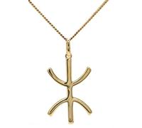 ASCALIDO Collier 50cm Yaz| Pendentif Berbere Amazigh |en plaqué or l|'homme libre | avec chaine et coffret pour homme