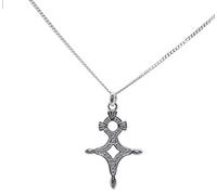 ASCALIDO Collier argent AGADES avec chaine 55cm +pendentif Agadez croix du désert en argent massif 925 et boite cadeau