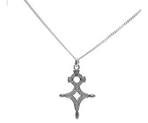 ASCALIDO Collier argent AGADES avec chaine 55cm +pendentif Agadez croix du désert en argent massif 925 et boite cadeau