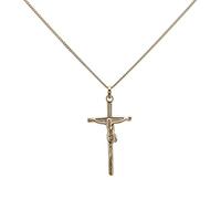 ASCALIDO Collier homme | Croix ronde chrétienne Jesus | en plaqué Or authentique | ensemble pendentif avec chaine 50cm | boite cadeau pour homme ado | pour communion anniversaire