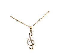 ASCALIDO Collier Pendentif clef e sol | en plaqué or | avec chaine 45cm | ecrin | Cadeau femme |